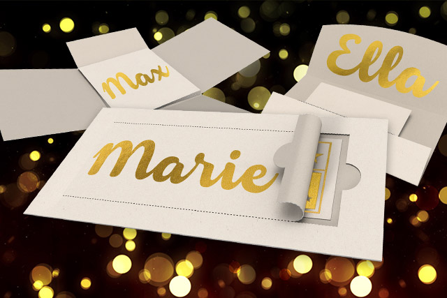 Mailings mit personalisiertem goldenen Namen