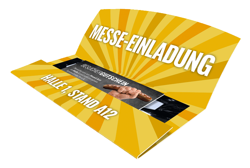 Voucher-Mail mit geöffneter Verschlussklappe.