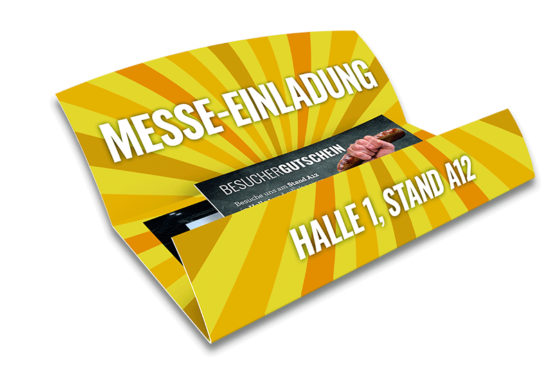 Ein Voucher-Mail als Messe-Einladung mit gelben Design.