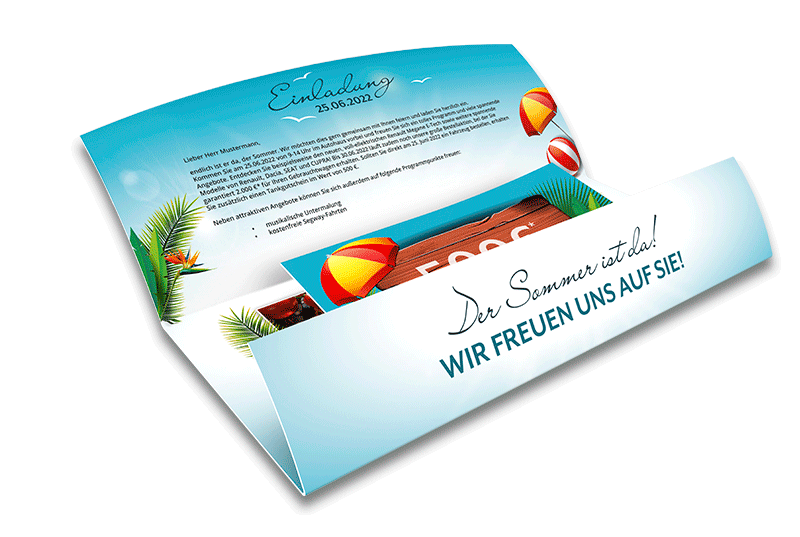 Ein Voucher-Mail mit sommerlichem Design.