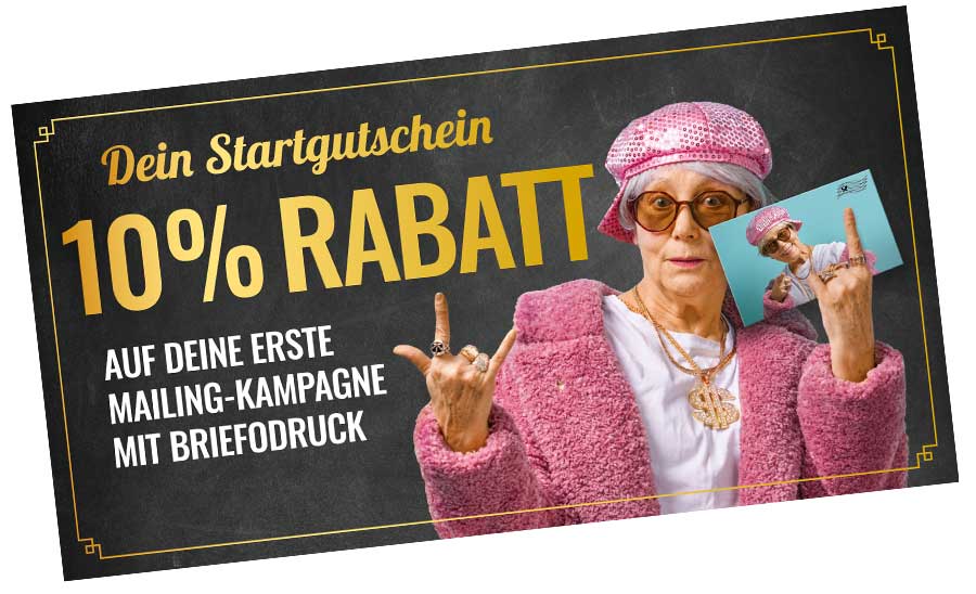 Startgutschein von Briefodruck mit 10 Prozent Rabatt