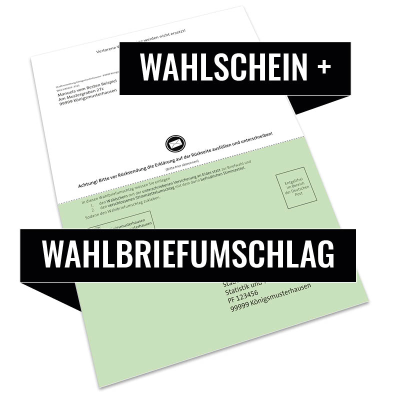 Wahlschein und Wahlbriefumschlag auf einem Vordruck kombiniert