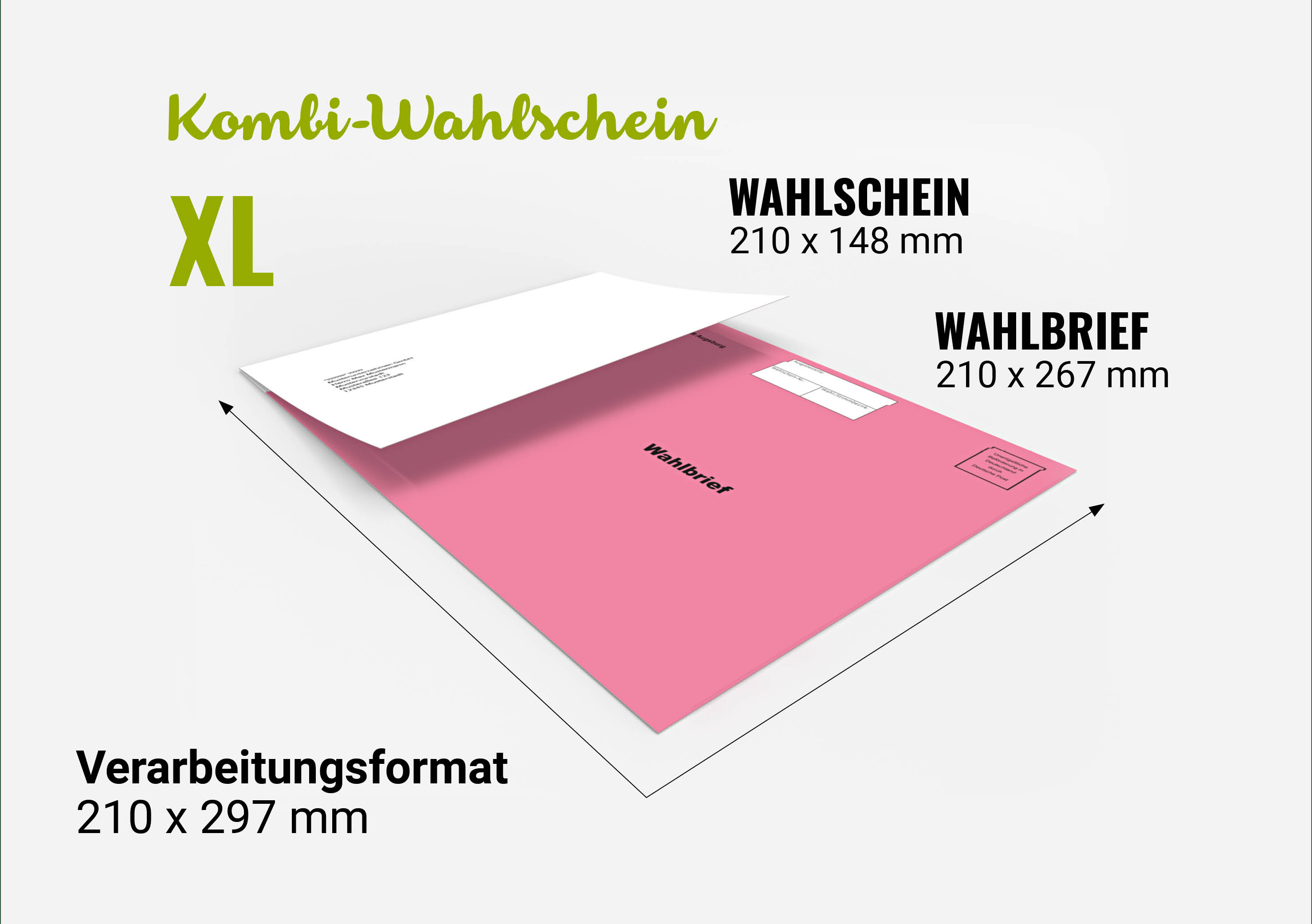 Kombi-Wahlschein XL Vorderseite mit Wahlschein und integriertem Wahlbrief-Kuvert