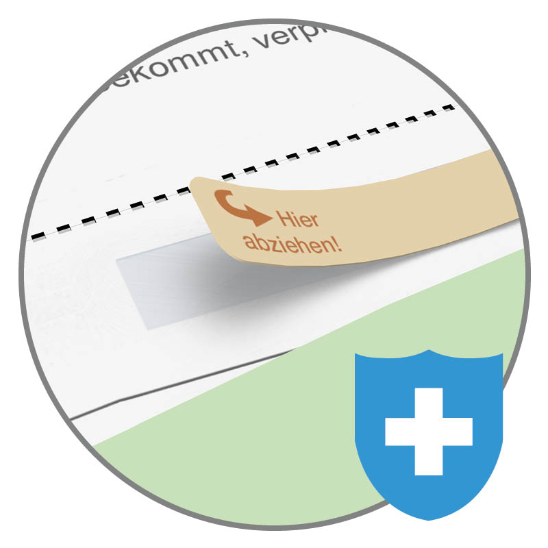 Selbstklebender Verschlussstreifen mit Schutz-Folie